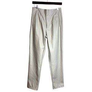 Refuge Women’s Medium Cream Faux Leather Pants Front Zip Closure Faux Pockets